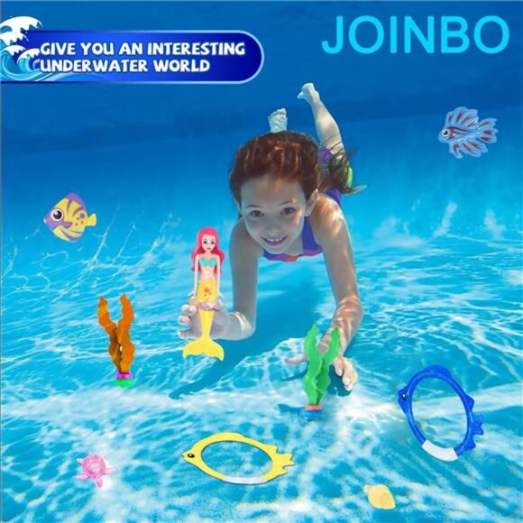 Girls 18 Pcs Diving Pool Toys for Kids Ages 3-12 Set with Storage Bag Pool Games - Picture 3 of 6